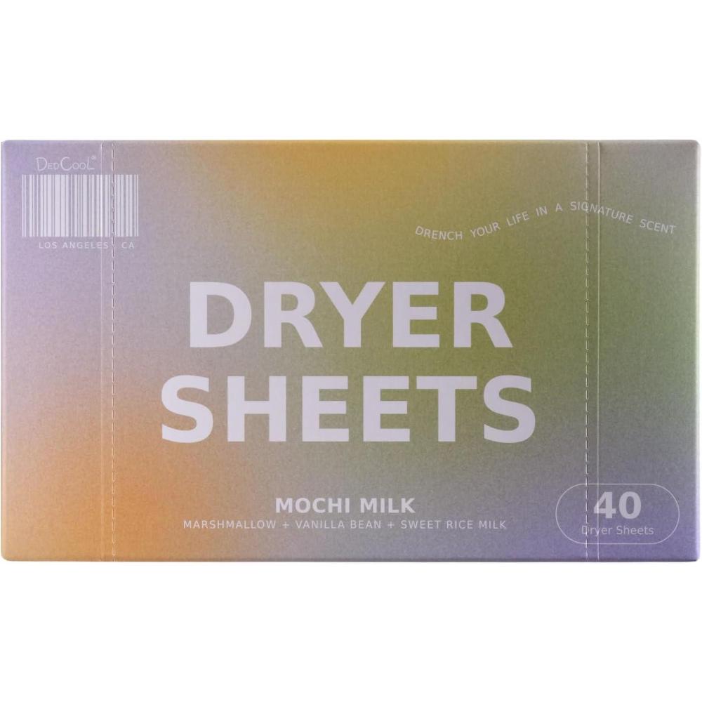 imageDedCool Dryer Sheets  Mochi Milk  40 Count  NonToxic Vegan Fabric Softener Sheets  Peach Marshmallow amp Sweet Rice Milk Scent  Softens amp FreshensMochi Milk