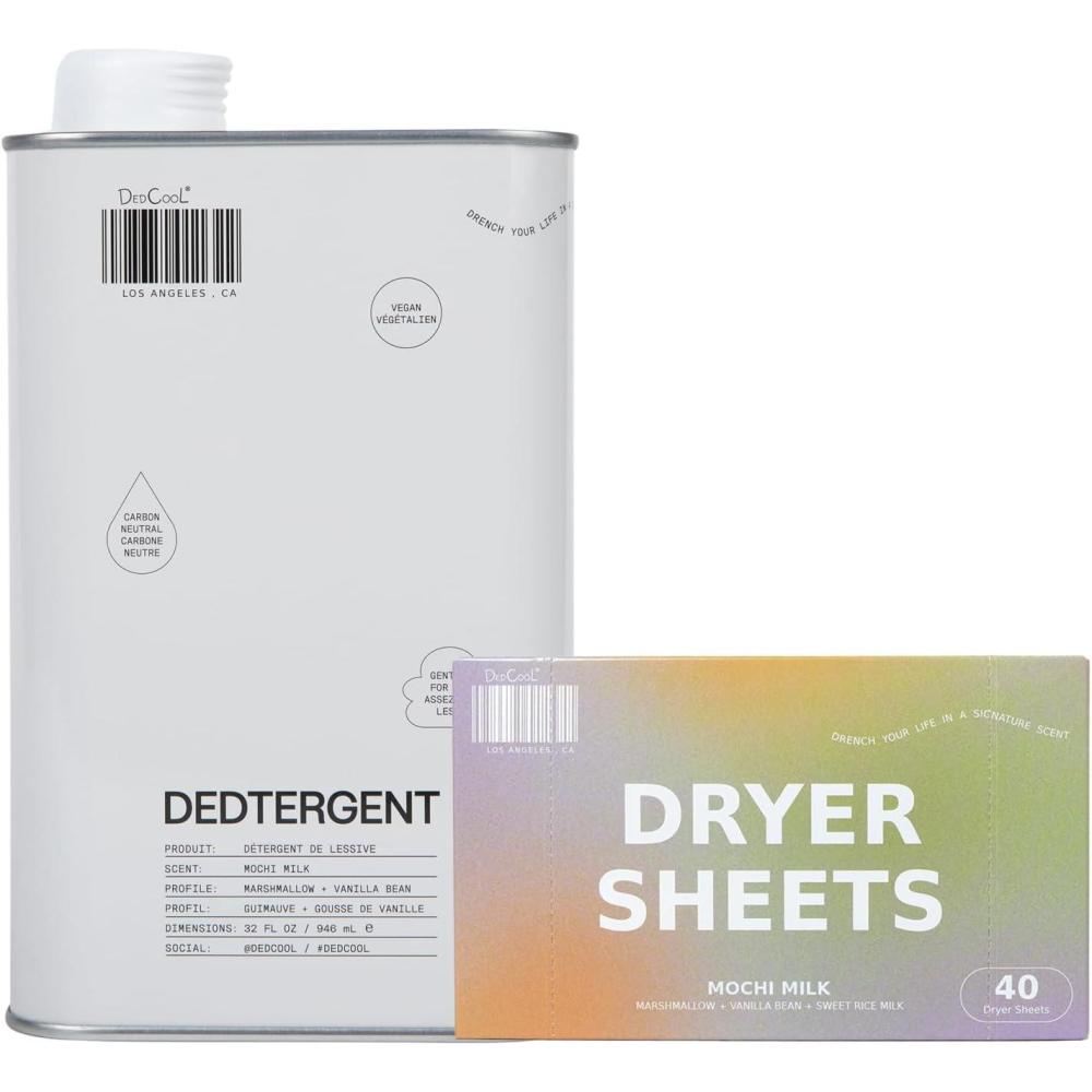 imageDedCool Liquid Laundry Detergent amp Dryer Sheets Bundle Mochi Milk Sweet Milk amp Soft Musk StainRemoving Formula Softens amp Freshens NonToxic Vegan