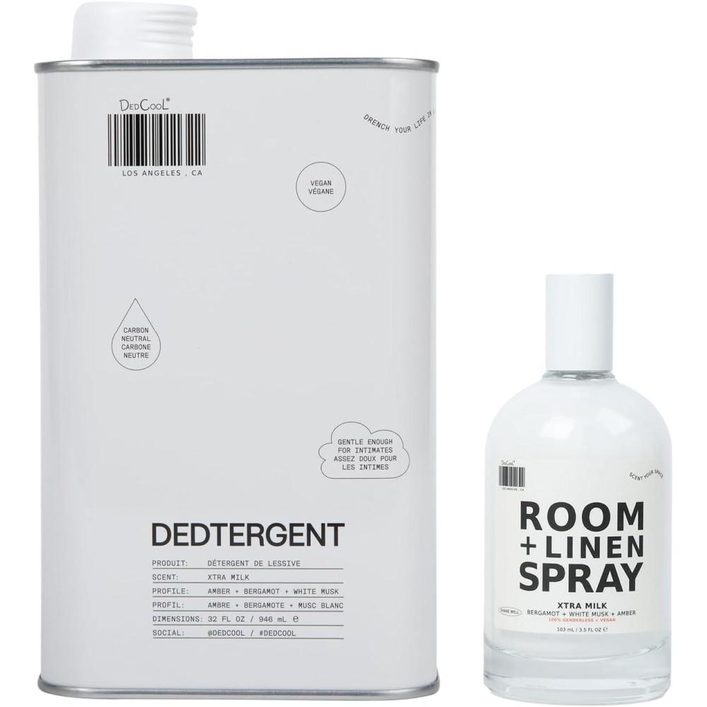 imageDedCool Room  Linen Spray amp Liquid Laundry Detergent Bundle  Xtra Milk  Bergamot White Musk amp Amber  StainRemoving Formula  Freshens Fabrics amp Home  NonToxic Vegan