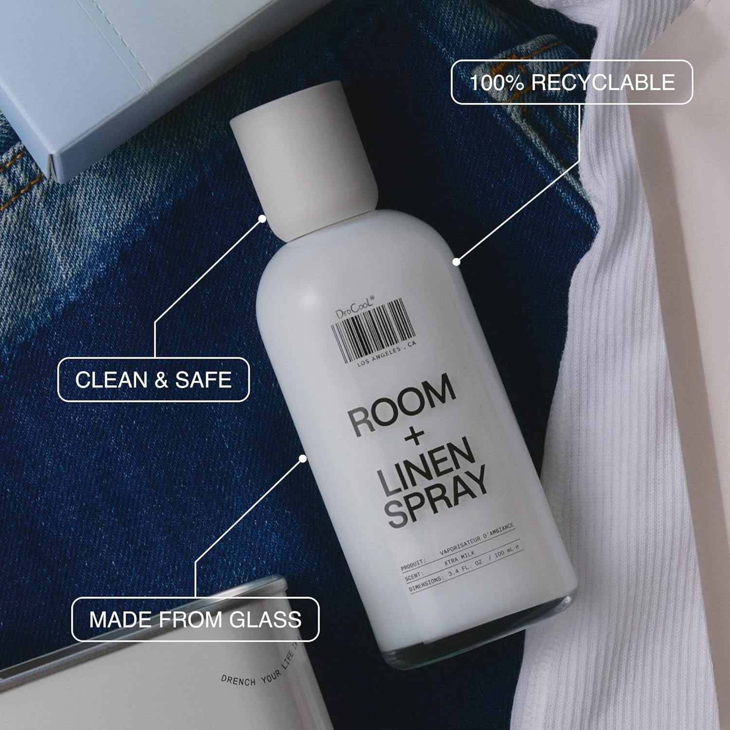 imageDedCool Room Linen Spray in Xtra Milk Natural Fabric Spray NonToxic Essential Oil Infused Freshens Home Bedding Couch Closet amp Bath 34 fl ozXtra Milk New Look